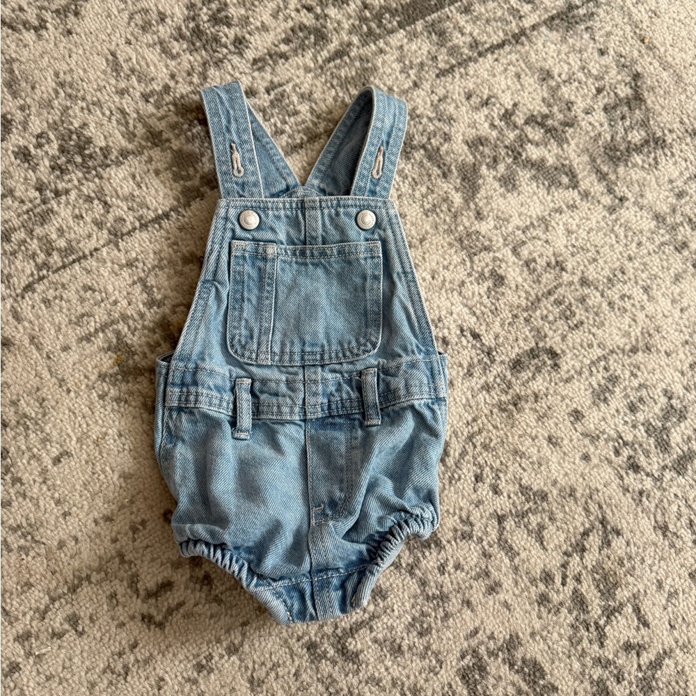 Denim baby overall romper